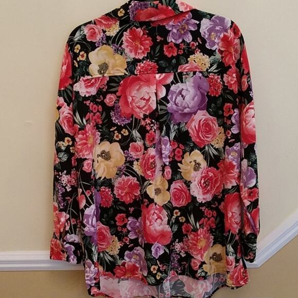 NWT Catherine Malandrino Floral Long Sleeve Popover Blouse size Medium - Picture 4 of 14
